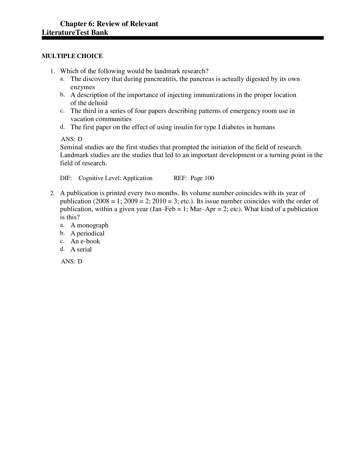 Preview image for NURS 500 - Chapter 6: Review of Relevant Test Bank